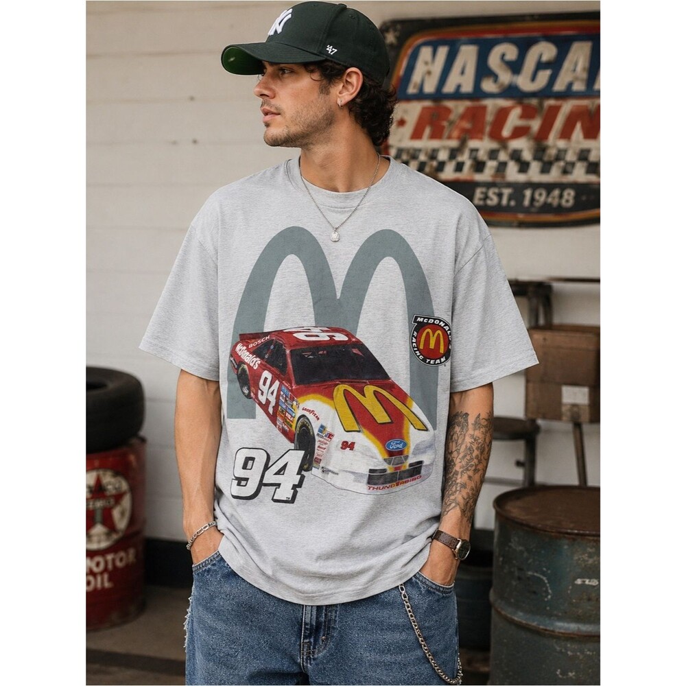 Vintage 1995 McDonald’s Racing Team Bill Elliott #94 NASCAR T-Shirt Gray L USA